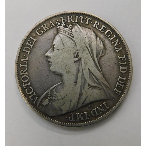 153 - Victorian - silver Crown coin dated 1899