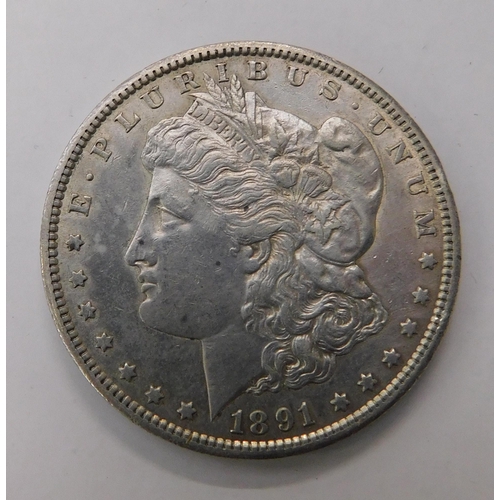 215A - 1891 Dated - American silver Dollar coin