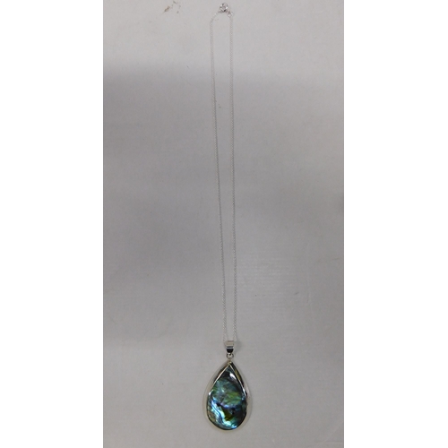 218 - Silver - Paua shell pendant & silver chain