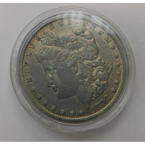 228 - 1892 Dated - American silver Dollar coin