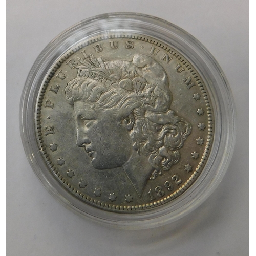 260 - 1892 Dated - American silver Dollar coin