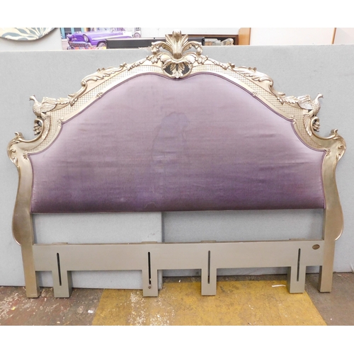 549 - Large padded ornate headboard approx. 88