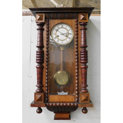 559 - Gustav Becker German/Austrian Viennese style wall clock W/O with pendulum and key