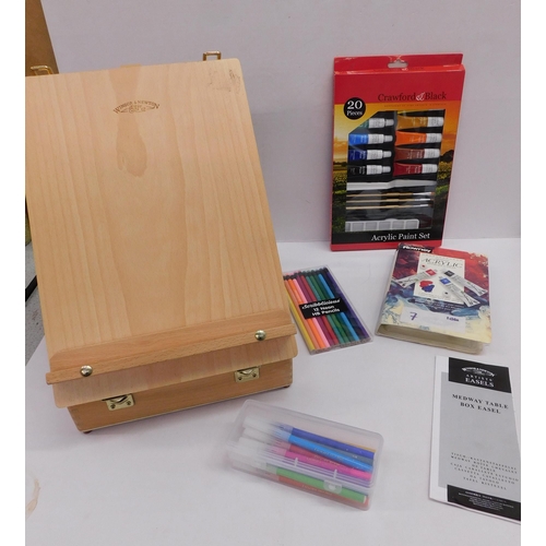 61 - Winsor & Newton - table easel with new paints/pencils