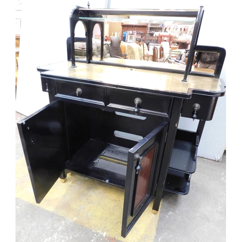 630 - Brass and ebonised wood sideboard with mirror - approx. 52