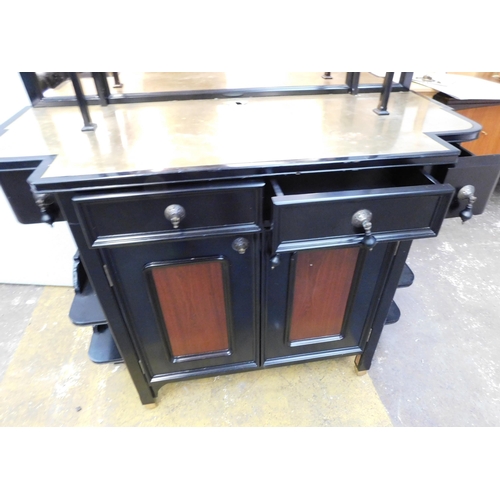 630 - Brass and ebonised wood sideboard with mirror - approx. 52