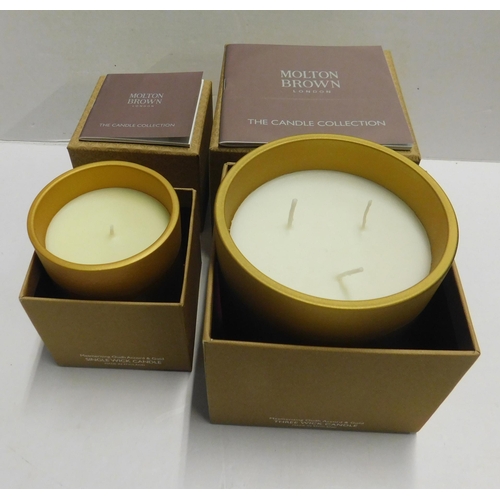 741 - Molton Brown three wick and single wick candles - Mesmerising Oudth Accord and Gold