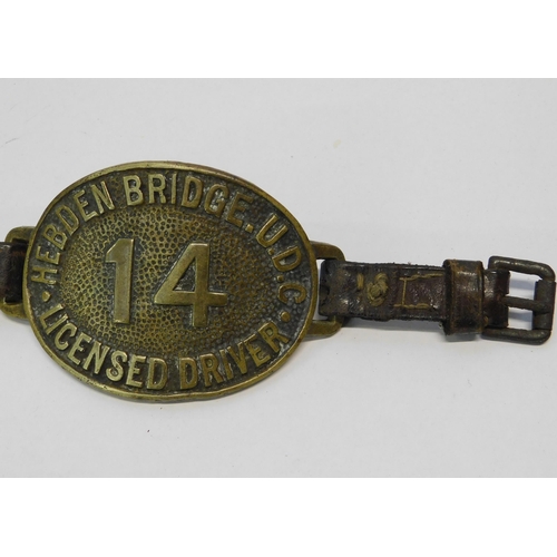 265 - Antique - Hackney license armband/Hebden Bridge