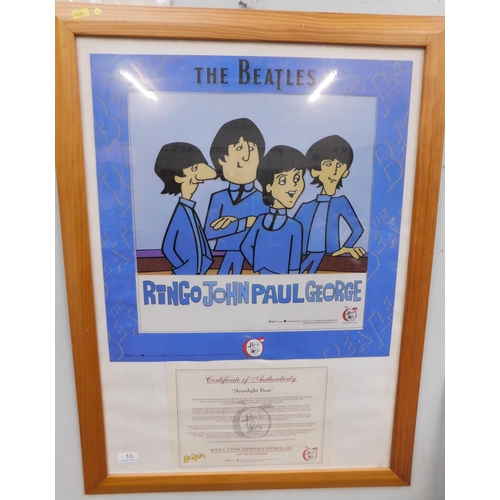 10 - The Beatles - framed poster & cert