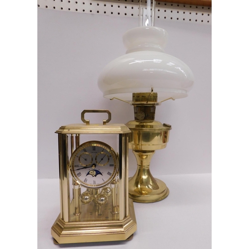 110 - Brass lamp & Hermle clock