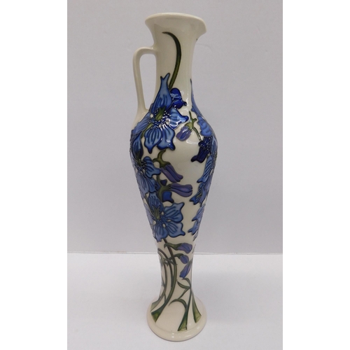 254 - Moorcroft - Delphinium jug/red dot - approximately 12 1/2