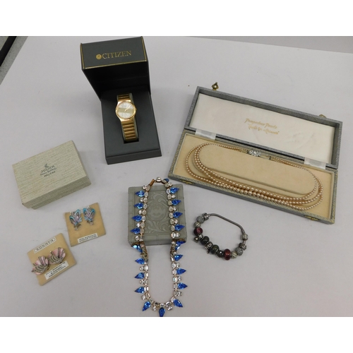 257 - Costume jewellery - including Citizen watch