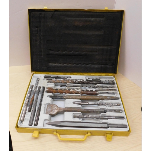 505 - SDS drill bits in metal case