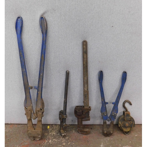 510 - Collection of bolt cutters and wrenches etc.