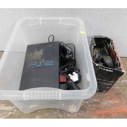 524 - PlayStation 2 with controllers and walkie talkies all W/O