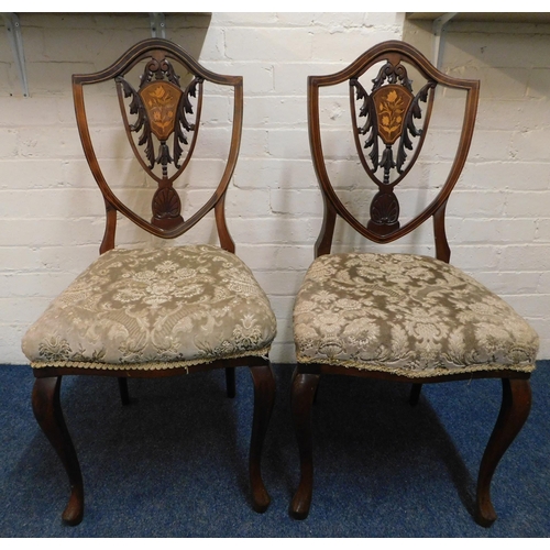 538 - Pair of inlaid shield back chairs