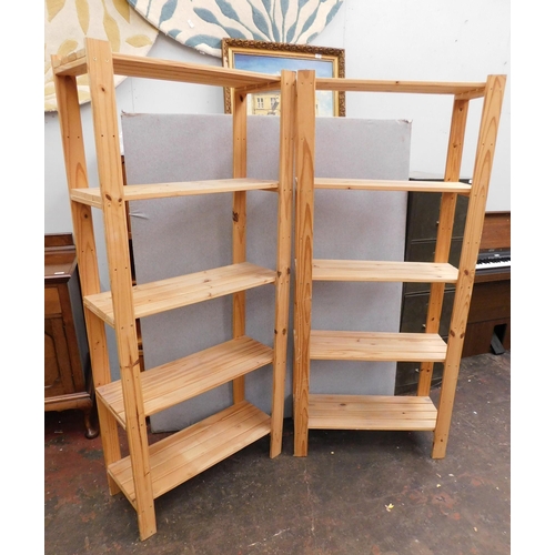 545 - Two 5 shelf pine storage units approx. 30