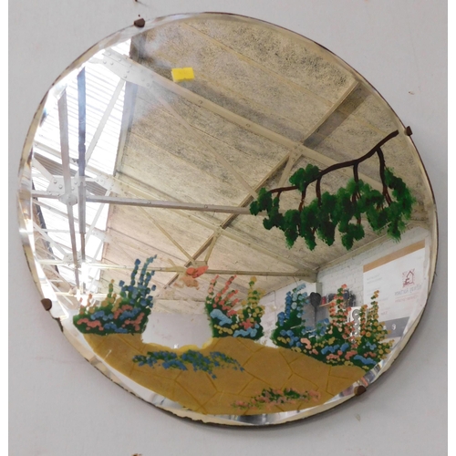 581A - Vintage circular painted bevel edged mirror