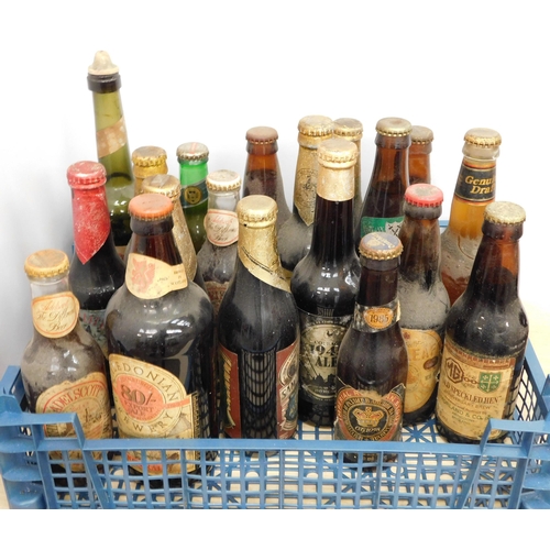 684 - Box of vintage beer bottles