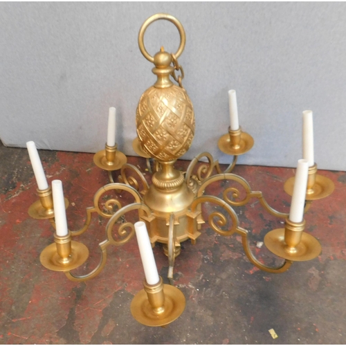 692 - Ornate gold coloured chandelier/ candle lights
