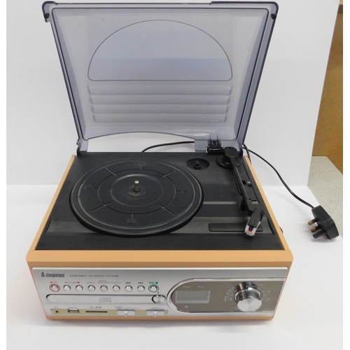 713 - Steepletone vinyl turntable CD radio system (unchecked)