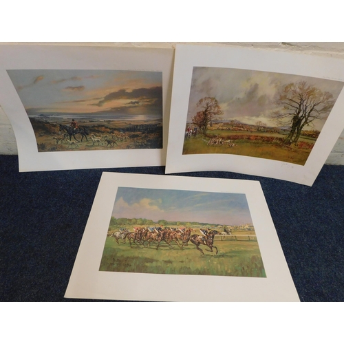 82 - Three/John King prints - one signed L/E 171/350 - Fox Hunting & horse racing themes