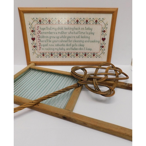 92 - Wash board - rug beater & sampler