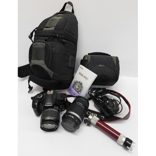 97 - Canon 450D camera - Canon zoom lenses/accessories & camera bags