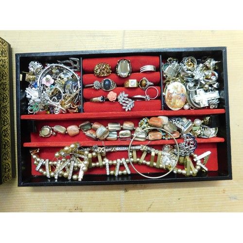 122 - Jewellery box & costume jewellery