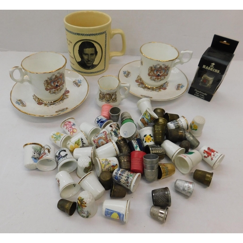 196 - Thimbles & Royal themed memorabilia