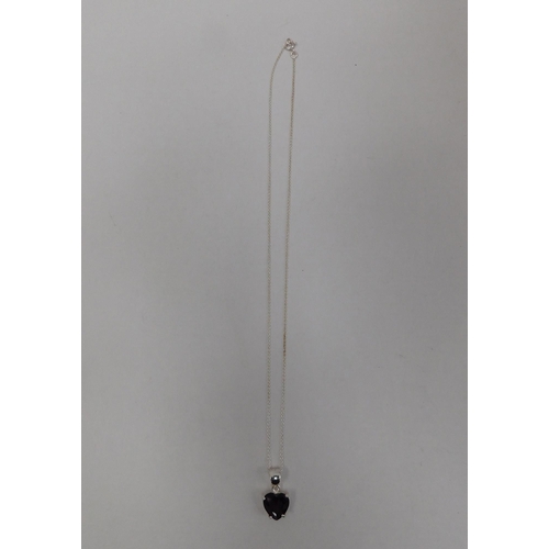 202 - Silver & amethyst - heart pendant on silver chain