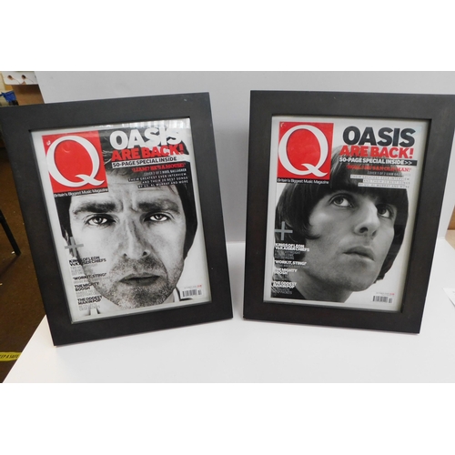 48 - Two - Oasis themed/Q magazines covers - framed