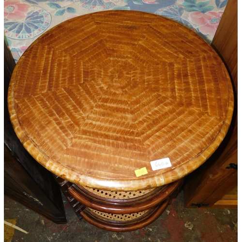 659 - Vintage occasional table with two rattan shelves