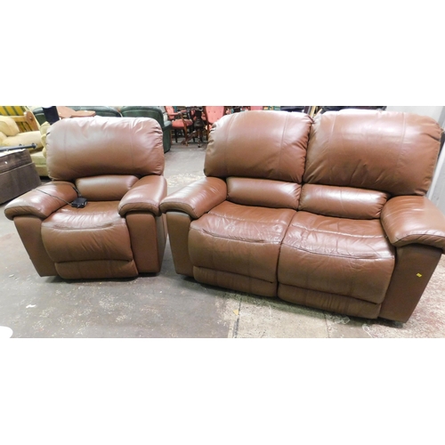 822 - Manual reclining two seater settee and electric reclining armchair