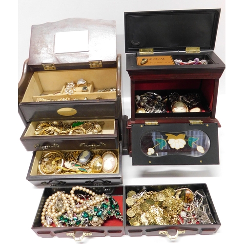 195 - Jewellery boxes & costume jewellery