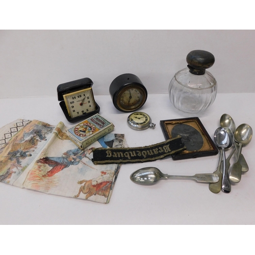 20 - Mixed items including - silver topped bottle & pocket watch