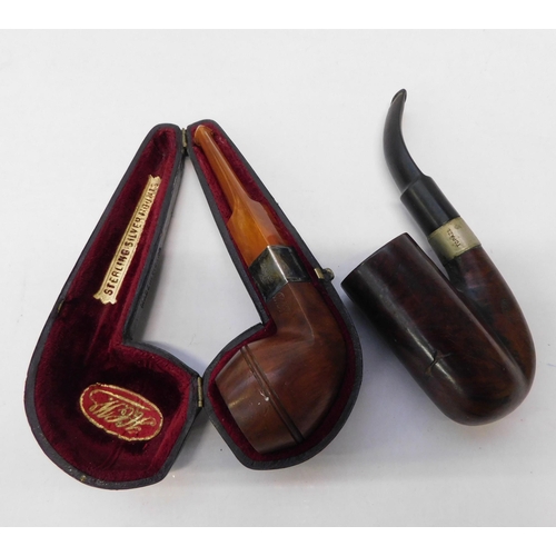 237 - HCW/silver banded - pipe in case & one other