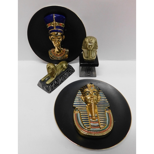 238 - Egyptian - plates & brass figures