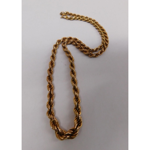 267 - 9ct gold - rope link chain/approximate weight 12.1g