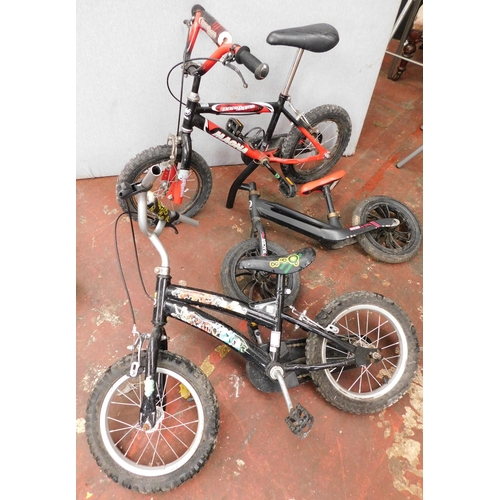 540 - Three kids bikes including balance bike