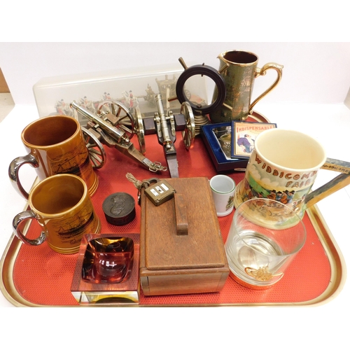 11 - Mixed items including - tankards & desk canons