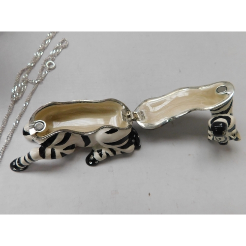 239 - Treasured Trinkets - Zebra trinket box with chain & pendant