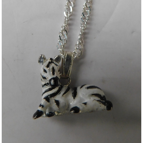 239 - Treasured Trinkets - Zebra trinket box with chain & pendant