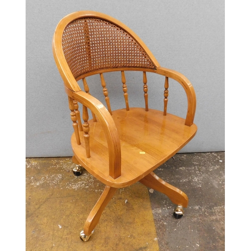 587 - Rattan back Captains style chair