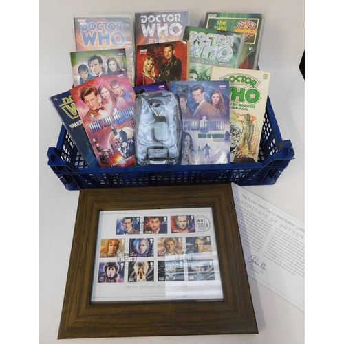 Dr Who Items Including Ltd Edition Cardstamps Set Framed