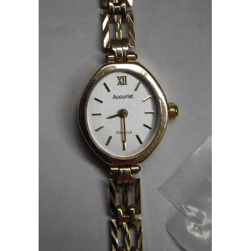 115A - Ladies 9ct gold - Accurist Gold/wristwatch - hallmarks to case & clasp