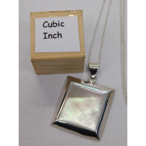 146 - Silver & mother of pearl - pendant & chain