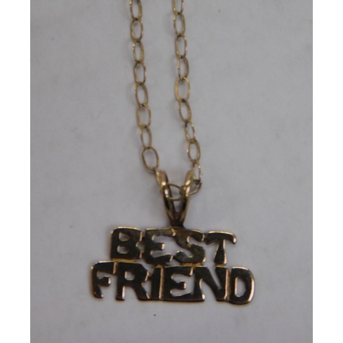 197 - 9ct gold - Best Friend/pendant - on 9ct gold chain