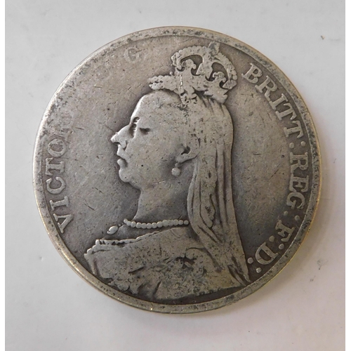 202 - Antique Victorian era - silver Crown coin/dated 1889