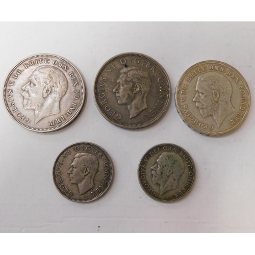 212 - George V & VI era - silver coins including/Crowns & Florin